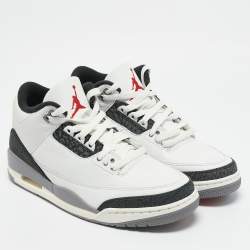 Air Jordans White Leather Jordan 3 Retro Cement Grey Sneakers Size 42