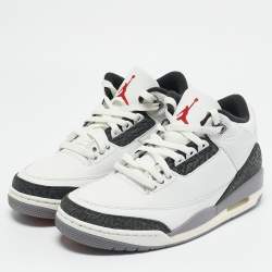 Air Jordans White Leather Jordan 3 Retro Cement Grey Sneakers Size 42