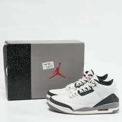 Air Jordans White Leather Jordan 3 Retro Cement Grey Sneakers Size 42