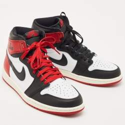 Pre Owned Air Jordans Multicolor Leather Jordan 1 Retro High OG Black Toe Reimagined Sneakers Size 42