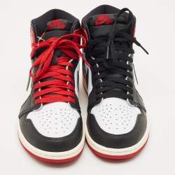 Pre Owned Air Jordans Multicolor Leather Jordan 1 Retro High OG Black Toe Reimagined Sneakers Size 42