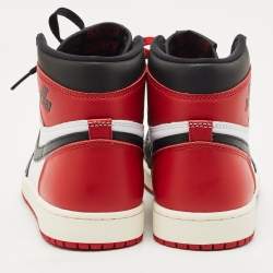 Pre Owned Air Jordans Multicolor Leather Jordan 1 Retro High OG Black Toe Reimagined Sneakers Size 42