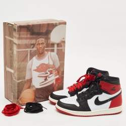Pre Owned Air Jordans Multicolor Leather Jordan 1 Retro High OG Black Toe Reimagined Sneakers Size 42