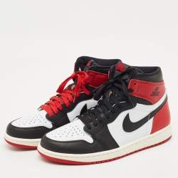Pre Owned Air Jordans Multicolor Leather Jordan 1 Retro High OG Black Toe Reimagined Sneakers Size 42