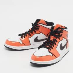 Pre Owned Air Jordans Multicolor Patent and Leather Jordan 1 Mid SE Turf Orange Sneakers Size 44.5