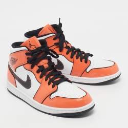 Pre Owned Air Jordans Multicolor Patent and Leather Jordan 1 Mid SE Turf Orange Sneakers Size 44.5