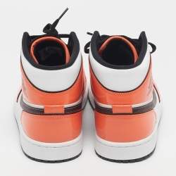 Pre Owned Air Jordans Multicolor Patent and Leather Jordan 1 Mid SE Turf Orange Sneakers Size 44.5