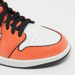 Pre Owned Air Jordans Multicolor Patent and Leather Jordan 1 Mid SE Turf Orange Sneakers Size 44.5