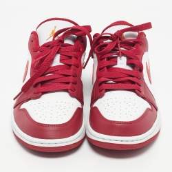 Pre Owned Air Jordans Red/White Leather Jordan 1 Low Cardinal Red Sneakers Size 42
