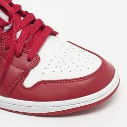 Pre Owned Air Jordans Red/White Leather Jordan 1 Low Cardinal Red Sneakers Size 42