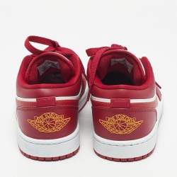 Pre Owned Air Jordans Red/White Leather Jordan 1 Low Cardinal Red Sneakers Size 42
