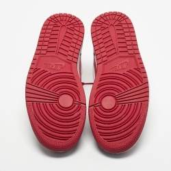Pre Owned Air Jordans Red/White Leather Jordan 1 Low Cardinal Red Sneakers Size 42