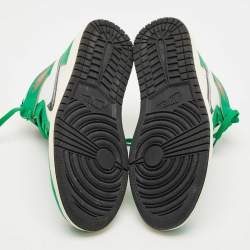 Pre Owned Air Jordans Green/White Leather Jordan 1 Retro High Top Sneakers Size 44.5