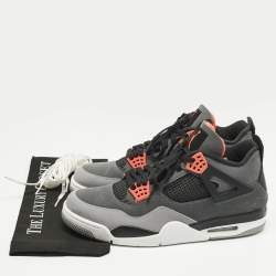 Pre Owned Air Jordans Grey Durabuck Leather Jordan 4 Retro Infrared Sneakers Size 48.5