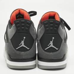 Pre Owned Air Jordans Grey Durabuck Leather Jordan 4 Retro Infrared Sneakers Size 48.5