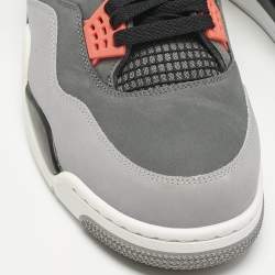 Pre Owned Air Jordans Grey Durabuck Leather Jordan 4 Retro Infrared Sneakers Size 48.5