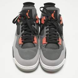 Pre Owned Air Jordans Grey Durabuck Leather Jordan 4 Retro Infrared Sneakers Size 48.5