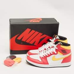 Pre Owned Air Jordans Multicolor Leather Jordan 1 Retro High OG Light Fusion Red Sneakers Size 45.5