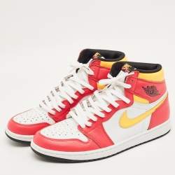 Pre Owned Air Jordans Multicolor Leather Jordan 1 Retro High OG Light Fusion Red Sneakers Size 45.5