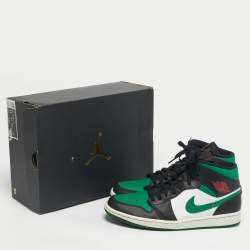 مملوكة مسبقًا حذاء رياضي اير جوردانز جلد أسود/رمادي جوردان 1 ميد شادو أحمر مقاس 45