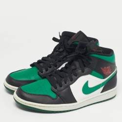 مملوكة مسبقًا حذاء رياضي اير جوردانز جلد أسود/رمادي جوردان 1 ميد شادو أحمر مقاس 45