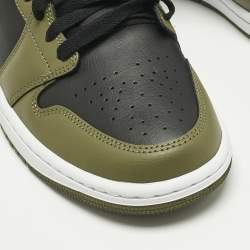 Pre Owned Air Jordans Dark Green/Black Leather Air Jordan 1 High Top Sneakers Size 42.5