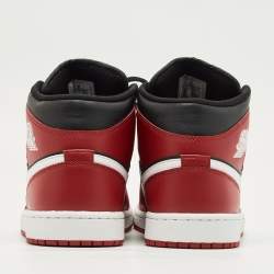 Pre Owned Air Jordans Red Leather Air Jordan 1 High Top Sneakers Size 45