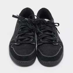 Pre Owned Air Jordans Black Nubuck Leather Jordan 1 Retro Low OG SP Travis Scott Black Phantom Sneakers Size 44.5