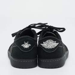 Pre Owned Air Jordans Black Nubuck Leather Jordan 1 Retro Low OG SP Travis Scott Black Phantom Sneakers Size 44.5