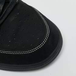 Pre Owned Air Jordans Black Nubuck Leather Jordan 1 Retro Low OG SP Travis Scott Black Phantom Sneakers Size 44.5
