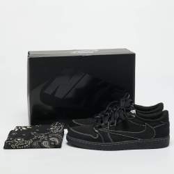 Pre Owned Air Jordans Black Nubuck Leather Jordan 1 Retro Low OG SP Travis Scott Black Phantom Sneakers Size 44.5