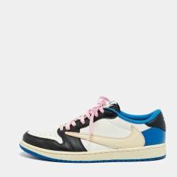 Pre Owned Air Jordans Multicolor Leather Jordan 1 Retro Low OG SP Fragment x Travis Scott Sneakers Size 44.5