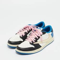 Pre Owned Air Jordans Multicolor Leather Jordan 1 Retro Low OG SP Fragment x Travis Scott Sneakers Size 44.5