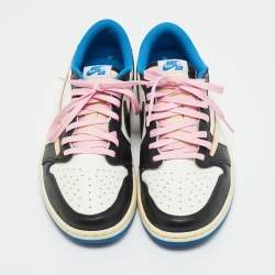 Pre Owned Air Jordans Multicolor Leather Jordan 1 Retro Low OG SP Fragment x Travis Scott Sneakers Size 44.5