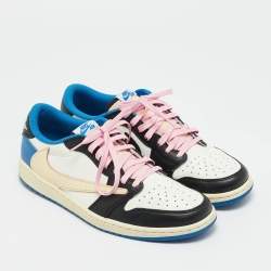 Pre Owned Air Jordans Multicolor Leather Jordan 1 Retro Low OG SP Fragment x Travis Scott Sneakers Size 44.5