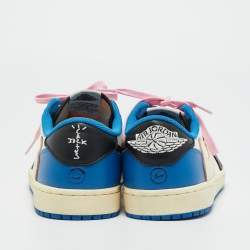 Pre Owned Air Jordans Multicolor Leather Jordan 1 Retro Low OG SP Fragment x Travis Scott Sneakers Size 44.5