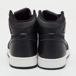 Pre Owned Air Jordans Black Leather and Fabric Jordan 1 Retro High OG GS Sneakers Size 36.5
