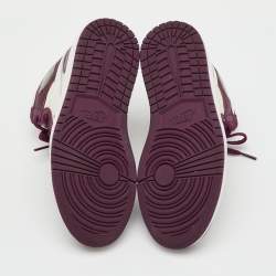 Pre Owned Air Jordans Burgundy/White Leather Jordan 1 Retro High Bordeaux Sneakers Size 37.5