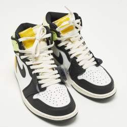 مملوكة مسبقًا Air Jordans Jordan 1 Retro White Black Volt University Gold Size 45 Multicolor Leather High Top Sneakers