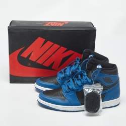 مملوكة مسبقًا Air Jordans Jordan 1 Retro OG Dark Marina Blue Size 45.5 Blue Leather High Top Sneakers