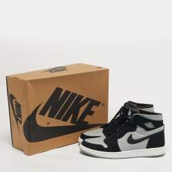 Pre Owned Air Jordan 1 Zoom Size 46 Black/Grey Leather and Suede High Top Sneakers