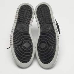 Pre Owned Air Jordan 1 Zoom Size 46 Black/Grey Leather and Suede High Top Sneakers