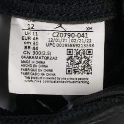 مملوكة مسبقًا حذاء رياضي نايك اير جوردن جوردن 1 ريترو جلد أزرق/أبيض بعنق منخفض مقاس 44