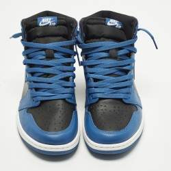 Pre Owned Air Jordans Jordan 1 Retro High OG Dark Marina Blue Size 45.5 Blue/Black Leather High Top Sneakers