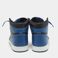 Pre Owned Air Jordans Jordan 1 Retro High OG Dark Marina Blue Size 45.5 Blue/Black Leather High Top Sneakers