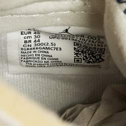 مملوكة مسبقًا حذاء رياضي اير جوردان 1 جلد رمادي وشبكة بعنق مرتفع مقاس 46