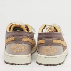 مملوكة مسبقًا حذاء رياضي أير جوردان أير جوردان 1 جلد أصفر عنق منخفض مقاس 38