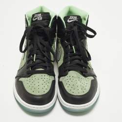 Pre Owned Air Jordans Jordan 1 Retro High Zoom Zen Green Size 45 Green/Black Suede and Leather High Top Sneakers