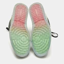 Pre Owned Air Jordans Jordan 1 Retro High Zoom Zen Green Size 45 Green/Black Suede and Leather High Top Sneakers