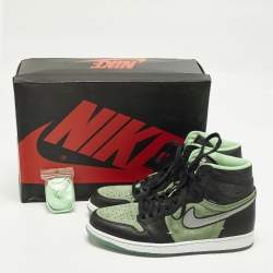 Pre Owned Air Jordans Jordan 1 Retro High Zoom Zen Green Size 45 Green/Black Suede and Leather High Top Sneakers